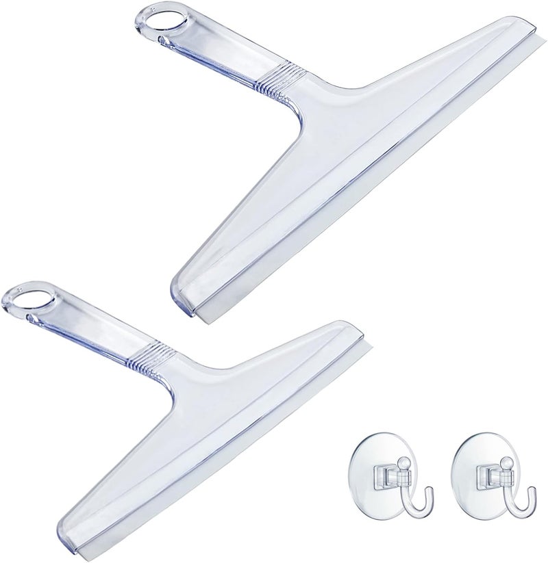 NewTalent New Talent 2 PCS Shower Squeegee Transparent, for Shower Glass, Shower Doors, Bathroom, Window and Car Glass(1 Large and 1 Small) - Image 1